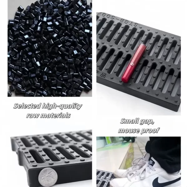 New High Strength Trench Cover Resin Plastic Rectangular Garage Floor Drain Black Grate - Image 18