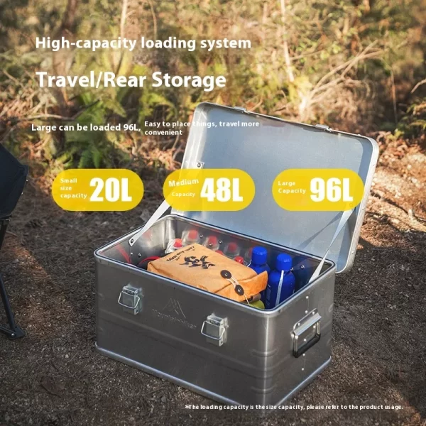 MOUNTAINHIKER Outdoor Storage Box Camping Picnic Travel Aluminum Alloy Large Capacity Box Silver Storage Bag 30-80L - Image 38