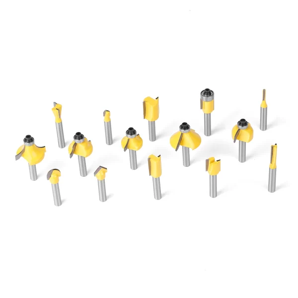 15PCS 1/4in 1/2in 6mm 8mm Shank Router Bit Set Trimming Straight Beading Milling Cutter Carbide Cutting Woodworking Tools - Image 24