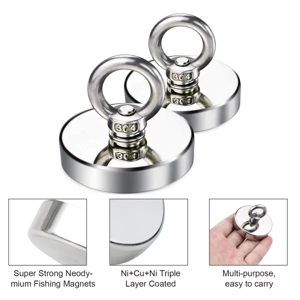 Super Strong Neodymium Fishing Magnets Heavy Duty imanes Magnet with Countersunk Hole Eyebolt for Salvage Magnetic Fishing - Image 16