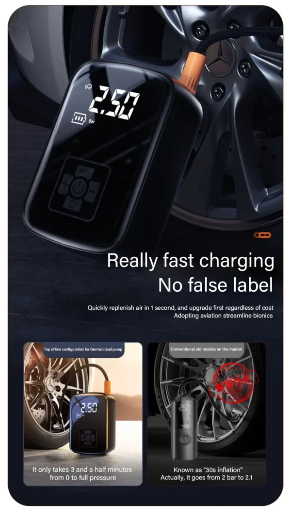 1pc Wireless Car Air Compressor Air Pump Electric Tire Inflator Pump - Image 13