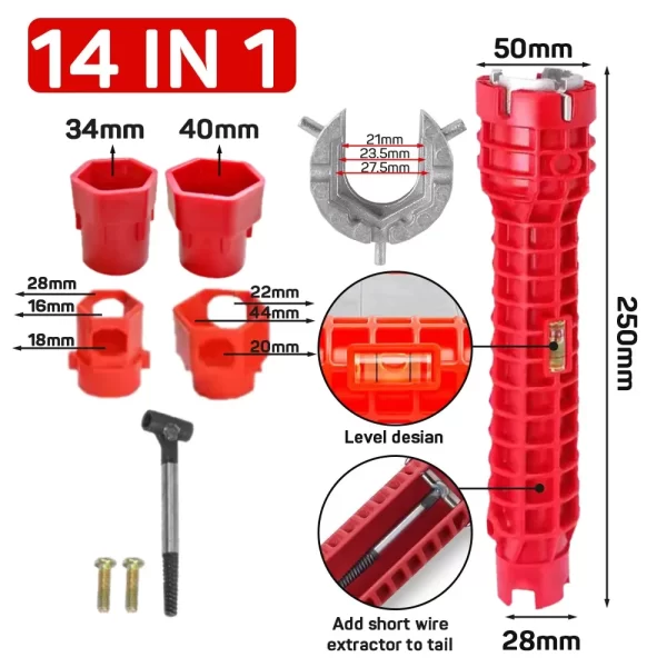 14 In 1 Faucet Sink Wrench Pipe Wrenches Faucet Sink Installer Kit - Image 9