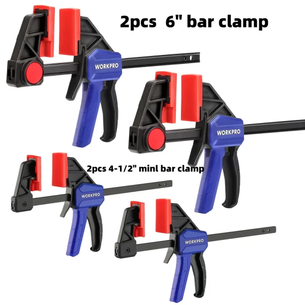WORKPRO Bar Clamps for Woodworking One-Handed Clamp/Spreader, 6-Inch and 12-Inch Wood Clamps Set - Image 8