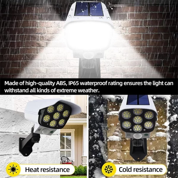 Solar Lights  Outdoor With Motion Sensor Remote Controller FloodLights Wireless Dummy Decoy Fake Security Camera - Image 2