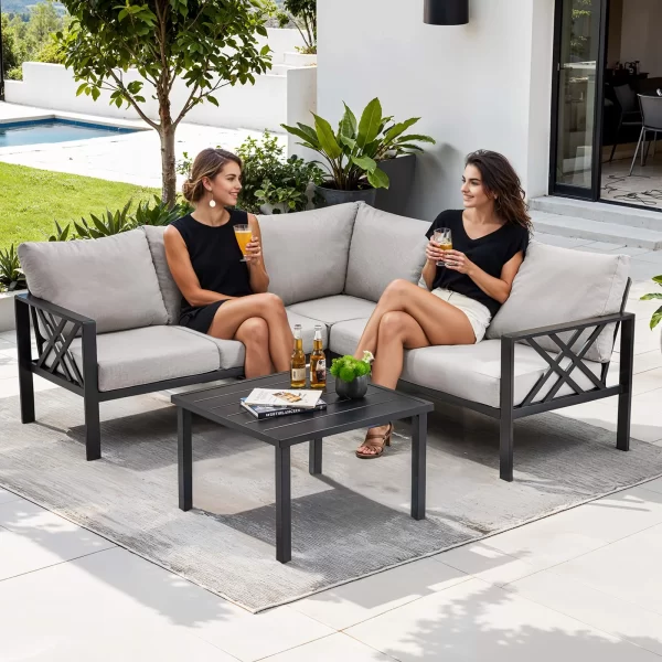 6 Piece  Patio Furniture Set, Metal Outdoor Sectional Sofa with Coffee Table - Image 3