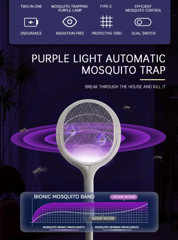 3500V 5in1 Mosquito Killer Lamp Multicunctional Angle Adjustable Bug Zapper Electric USB Rechargeable Mosquito Fly Bat Swatter - Image 17