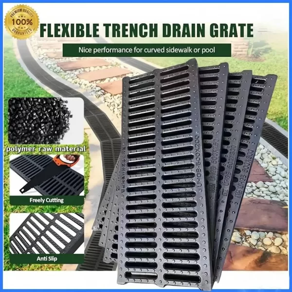 New High Strength Trench Cover Resin Plastic Rectangular Garage Floor Drain Black Grate - Image 5