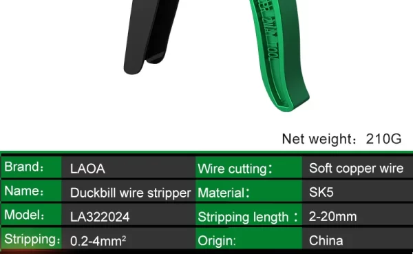LAOA Automatic Wire Stripper Flatwire Cutter Stripping Plier 0.2 to 4mm Range Length Adjustment - Image 18