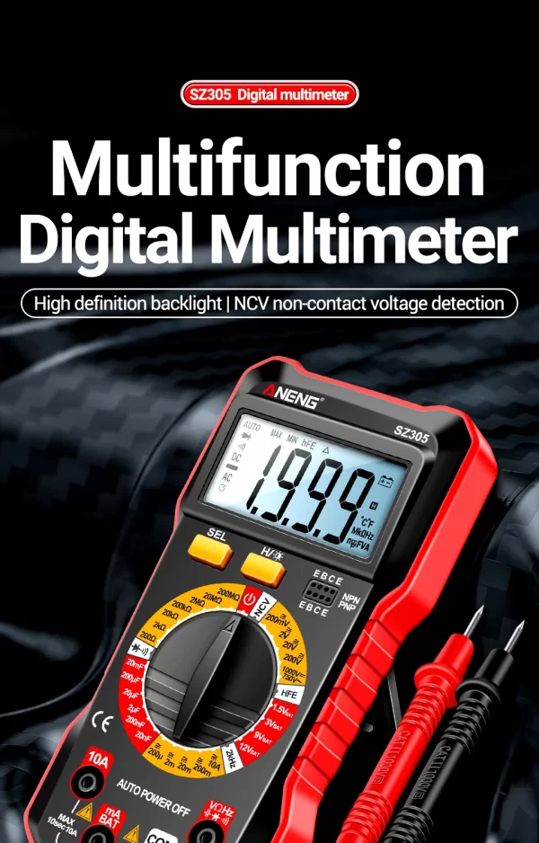 ANENG SZ305 Digital Multimeter Professional AC/DC Voltage Ammeter Capacitor hFE Triode NCV Voltage Induction Electrician Tester - Image 12