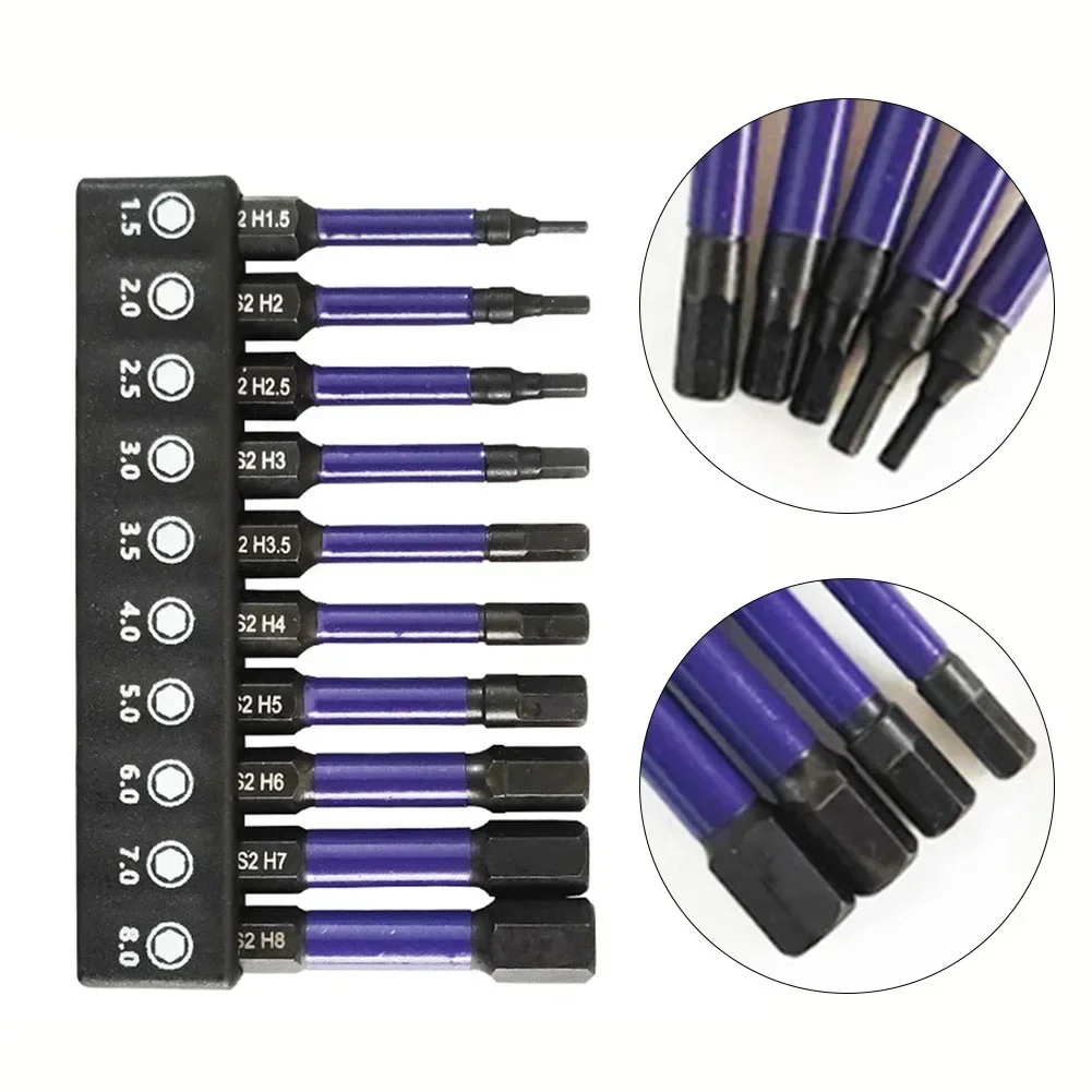 10Pcs Hex Head Wrench Drill Bit With Screwdrivers Bit Holder Set 1/4" Quick Release Shank Magnetic Screwdriver Bit Tools H1.5-H8 - Image 6