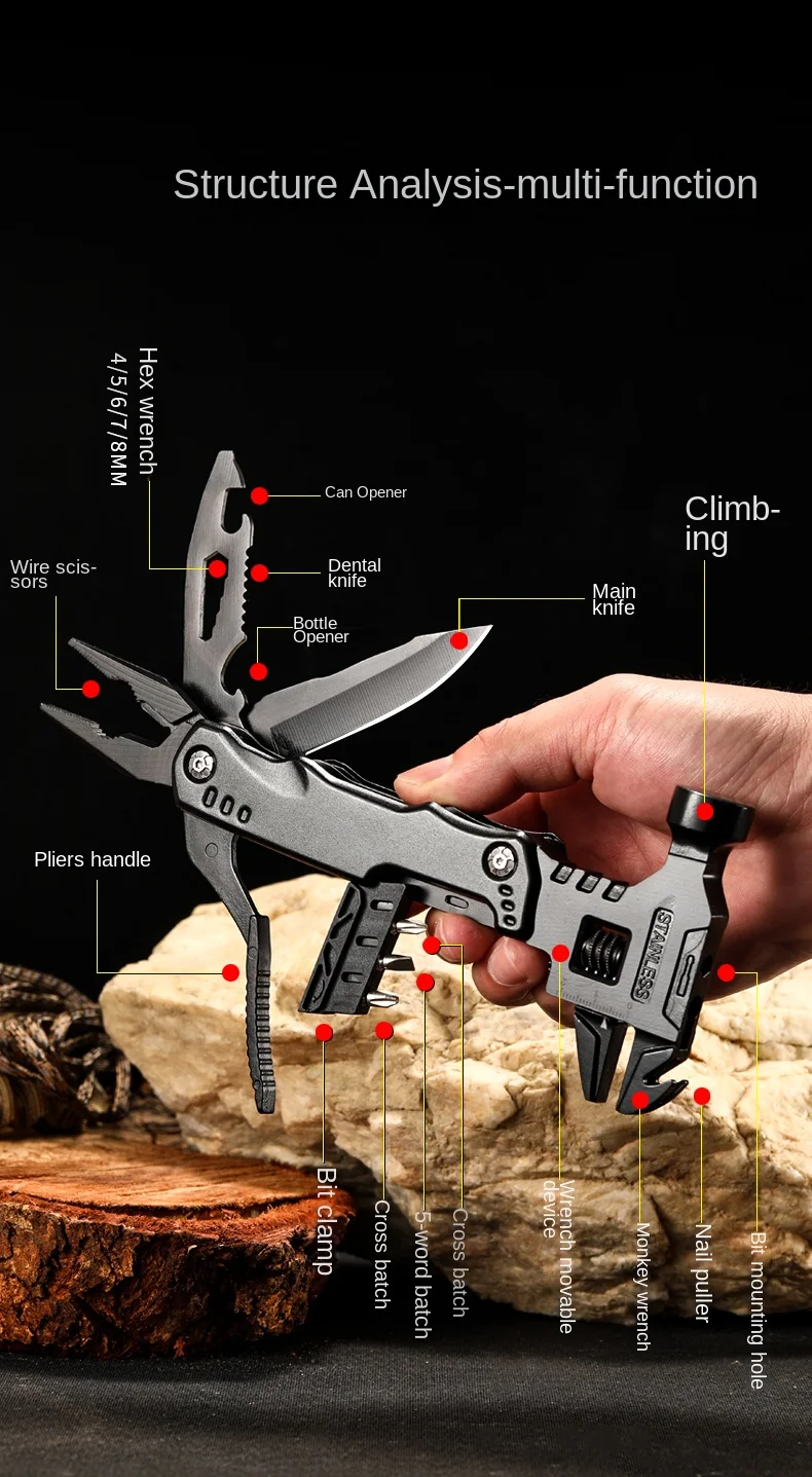 Multifunctional Pliers Multitool Claw Hammer Stainless Steel Tool - Image 11