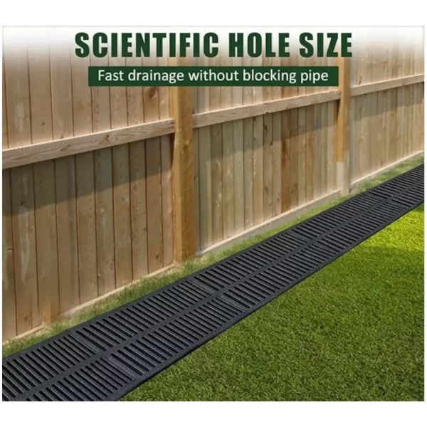 New High Strength Trench Cover Resin Plastic Rectangular Garage Floor Drain Black Grate - Image 3