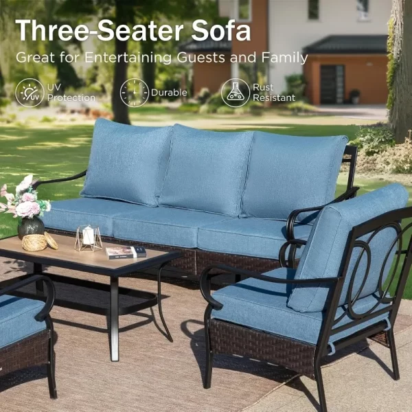 home. Outdoor Modern Patio Furniture Set, Upgraded Wicker&Metal Patio Furniture Conversation - Image 2