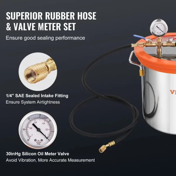 3 Gallon Vacuum Chamber and 3.5 CFM Pump Kit Tempered Glass Lid Vacuum Degassing Chamber Kit Single Stage Vacuum Pump with 250 - Image 5