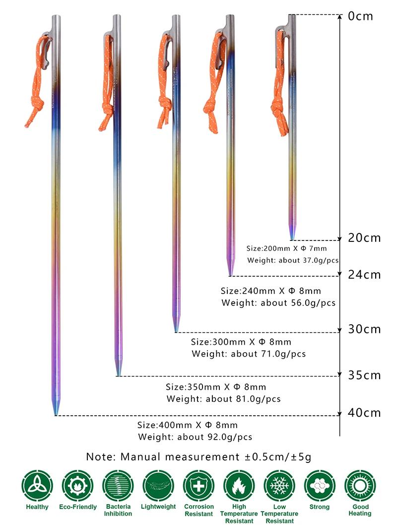Boundless Voyage 6pcs Heavy Duty Titanium Alloy Camping Tent Stakes Peg for Outdoor Trip Hiking - Image 7