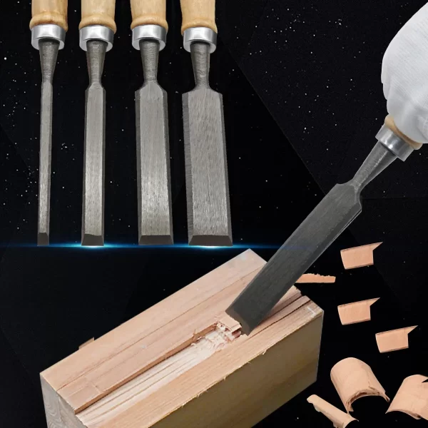 4Pcs Wood Carving Chisels Set Professional for Woodworking - 8/12/16/20mm Comfortable Beech Handle Wood Chisels - Image 4