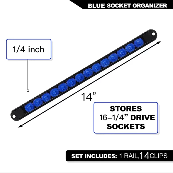 1pc 360° Swivel Socket Organizer 1/4 3/8 1/2 Premium Quality Socket Clip Rail Holder - Image 7