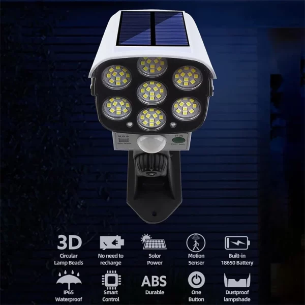 Solar Lights  Outdoor With Motion Sensor Remote Controller FloodLights Wireless Dummy Decoy Fake Security Camera - Image 6