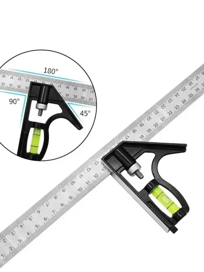 300mm Stainless Steel Angle Combination Square Ruler Mobile Horizontal Movable 45Degree