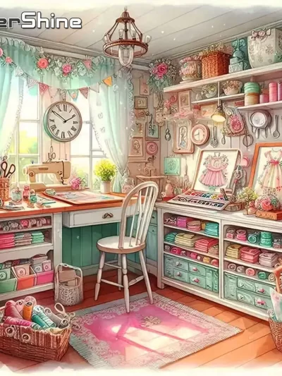 Evershine Diamond Painting Room Rhinestones Full Square Diamond Mosaic Tailor Picture Embroidery Clock