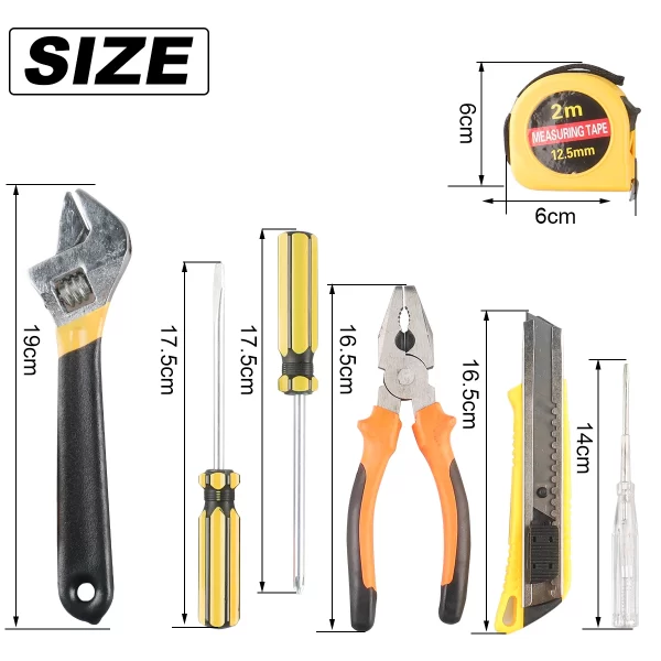 8/9/12/13Piece Tools Set General House hold Hand Tool Kit with Plastic Toolbox Storage Case - Image 12