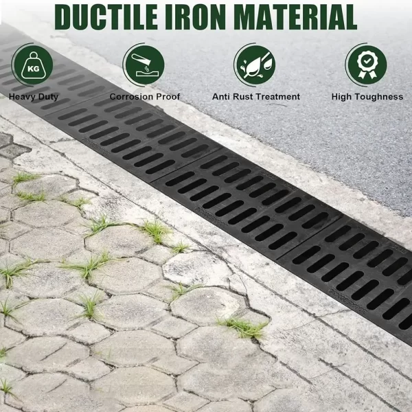 New High Strength Trench Cover Resin Plastic Rectangular Garage Floor Drain Black Grate - Image 15