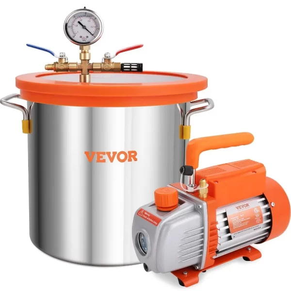 3 Gallon Vacuum Chamber and 3.5 CFM Pump Kit Tempered Glass Lid Vacuum Degassing Chamber Kit Single Stage Vacuum Pump with 250 - Image 7