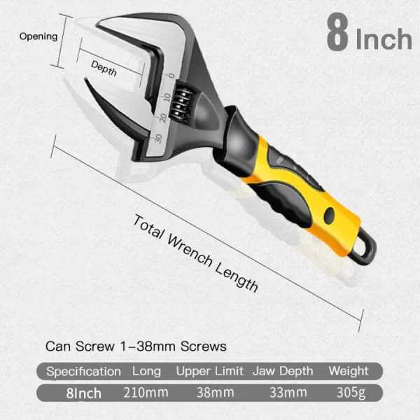 AIRAJ Adjustable Wrench Stainless Steel Universal Spanner Bathroom Wrench - Image 7