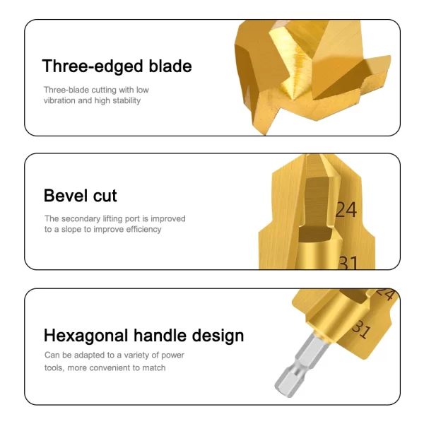 1-3Pcs PPR Lifting , Stepped Drill Bit, Hexagon Shank Water Pipe Connection Tool 20/25/32mm - Image 5