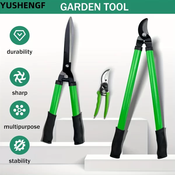 3pcs/set Garden Tools Set Lopper Pruning Shear Garden Scissors green Portable Pruning Shears - Image 11