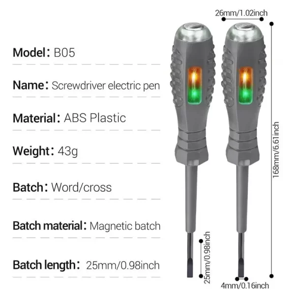 2-in-1 Screwdriver Electricity Detector Light Display Voltage Test Pen Electricity Detection Screwdriver - Image 6
