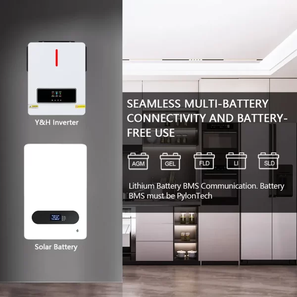 Y&H 3600W Hybrid Solar Inverter DC24V to AC110V/120V On/Off-Grid Inverter - Image 2