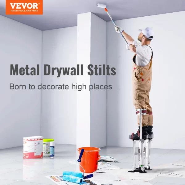 SucceBuy Drywall Stilts 18''/36''Adjustable Aluminum Tool Stilts with Protective Knee Pads Non-Slip Work Stilts - Image 2