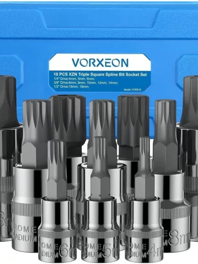 10Pcs 3 Sizes XZN Triple Square Spline Bit Socket Set 4mm-18mm S2 Alloy Steel Bit Socket Tool with Enhanced Storage Case