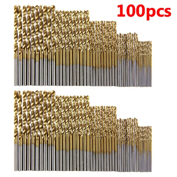 100/50Pcs Titanium Coated Drill Bits HSS High Speed Steel Set - Image 4