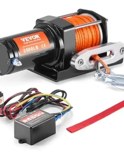 Electric Winch UTV 3500 lb Synthetic Rope Waterproof Wired Control
