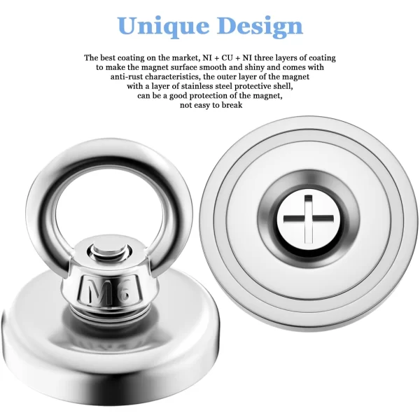 Super Strong Neodymium Fishing Magnets Heavy Duty imanes Magnet with Countersunk Hole Eyebolt for Salvage Magnetic Fishing - Image 21