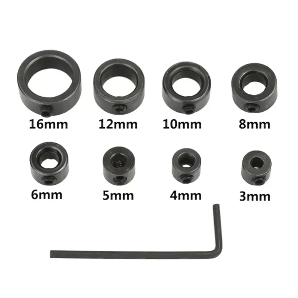 STONEGO 8pcs Drill Bit Depth Stop Rings - 3-16mm Adjustable Collars - Image 2