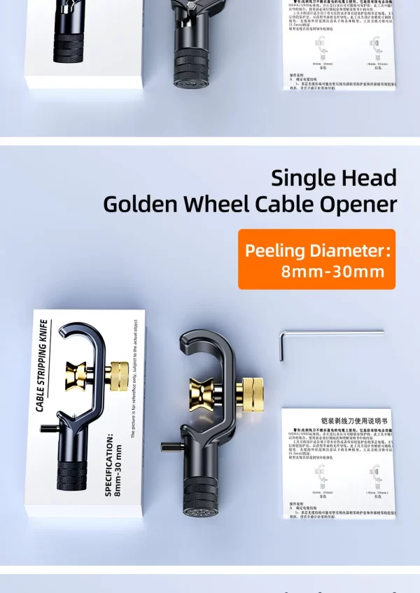 SAIVXIAN Armored Wire Stripper 4-10mm & 8-28mm Optical Cable Slitter Fiber Optic Stripping Tool Jacket Slitter Sheath Cutter - Image 26