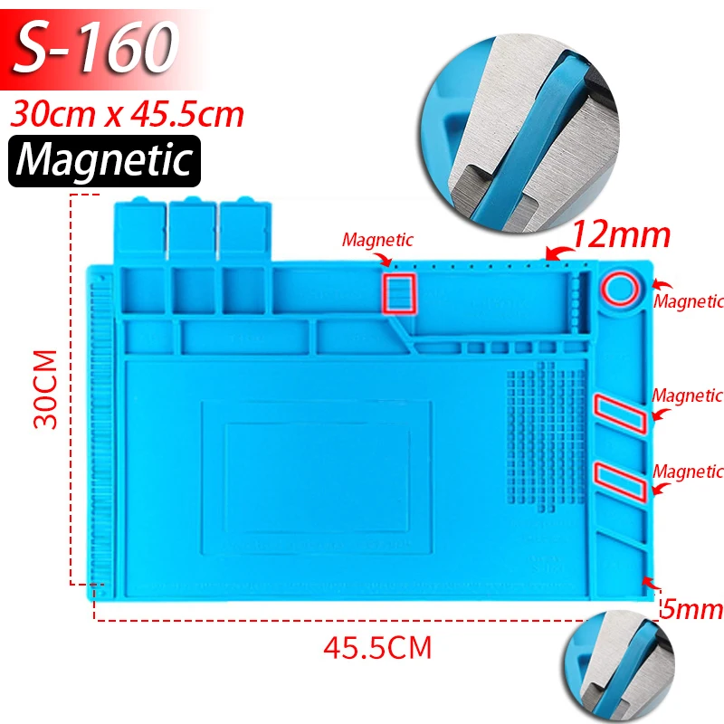 Soldering Station Mat Silicone Work Mat Heat Resistant 932°F Anti-Static Magnetic Mat - Image 17