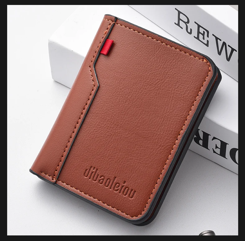 1Pc New Ultra-thin Mini Soft PU Leather Credit Card Wallet Holder Short Vertical High Quality Men's Wallet - Image 17