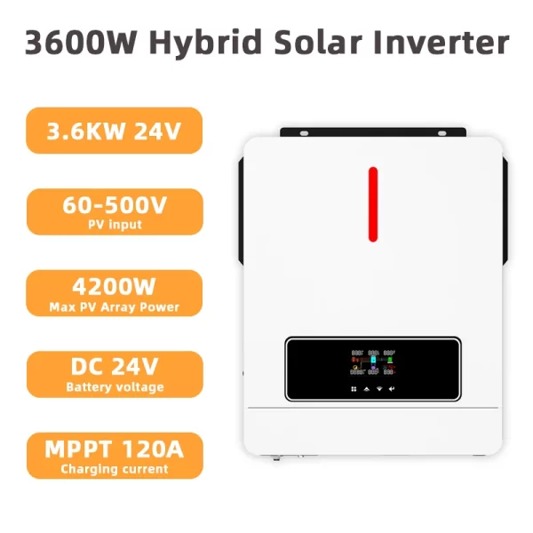 Y&H 3600W Hybrid Solar Inverter DC24V to AC110V/120V On/Off-Grid Inverter - Image 8