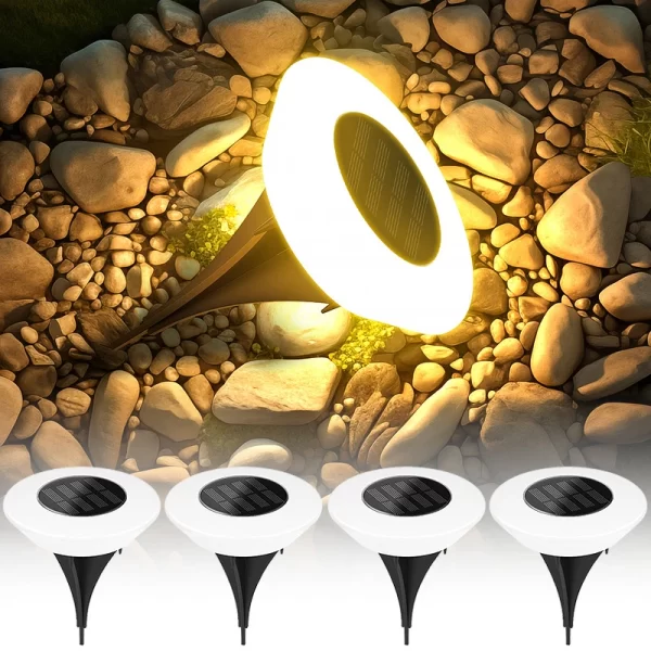1/4PCS Solar Outdoor Lights 14LED Waterproof Lawn Lamp,360° Floor Lighting