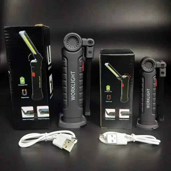 COB LED Work Light Dimmable USB Rechargeable LED Flashlight Inspection Lamp With Magnetic Hook - Image 24