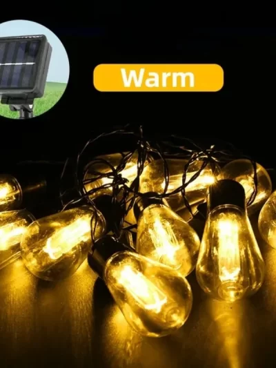 LED Solar String Light Outdoor Garland Christmas Globe Bulb Terrace Fairy Lamp Solar