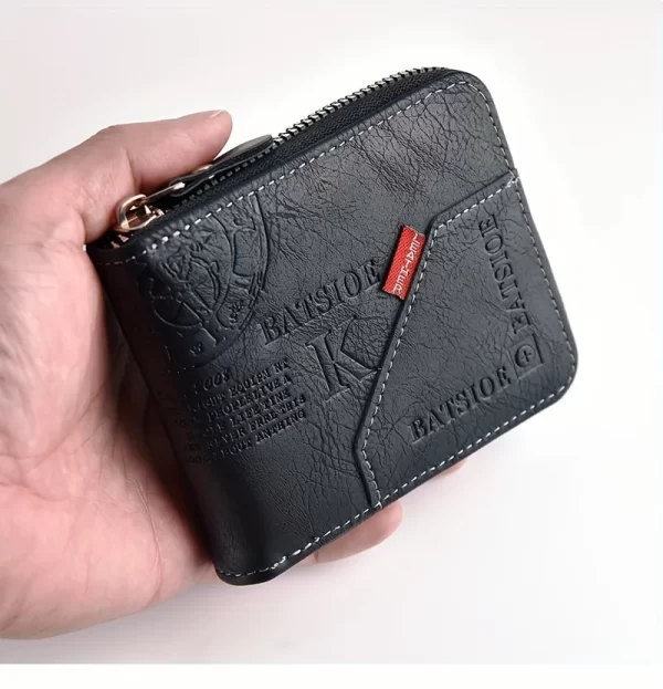 Men's Wallet Made of PU Wax Oil Skin Purse for Men Coin Purse Short Male Card Holder Wallets Zipper Around Money Coin Purse - Image 7