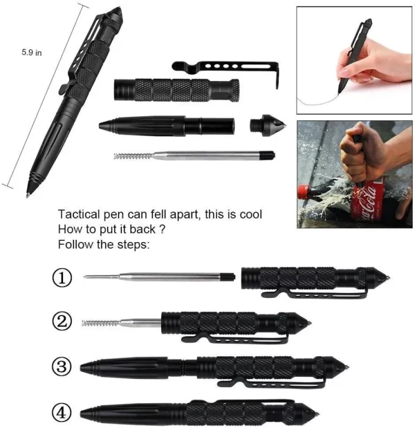 Military Tactical Pen, Professional Self Defense Pen, Emergency Glass Breaker Pen - Image 6