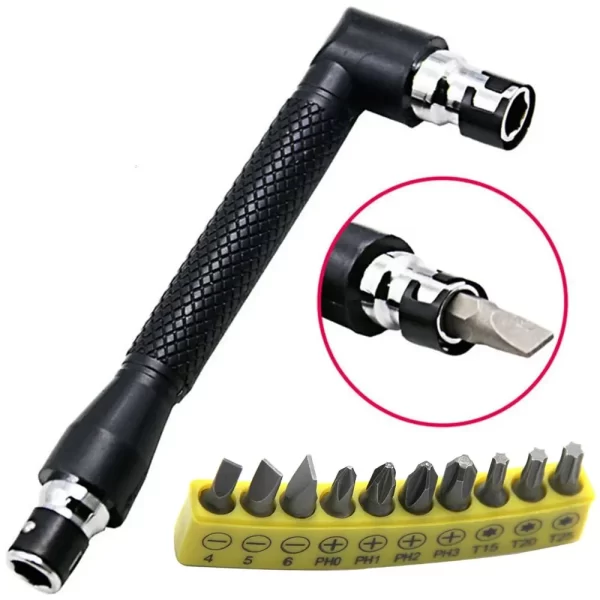 L-shaped 1/4 Hexagonal Screwdriver Bit 90 Degree Double Head Handle