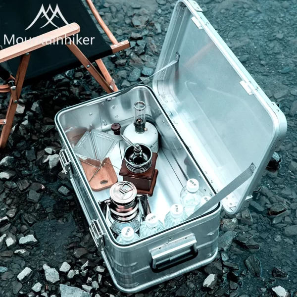 MOUNTAINHIKER Outdoor Storage Box Camping Picnic Travel Aluminum Alloy Large Capacity Box Silver Storage Bag 30-80L - Image 12