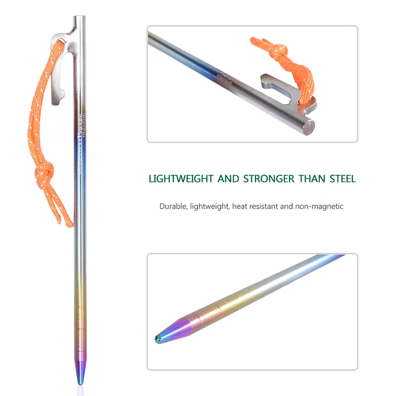 Boundless Voyage 6pcs Heavy Duty Titanium Alloy Camping Tent Stakes Peg for Outdoor Trip Hiking - Image 8